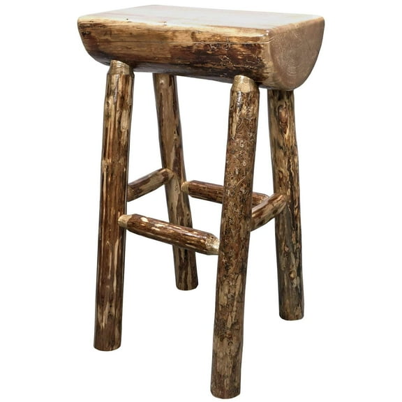 Glacier Country Collection Counter Height Half Log Barstool,