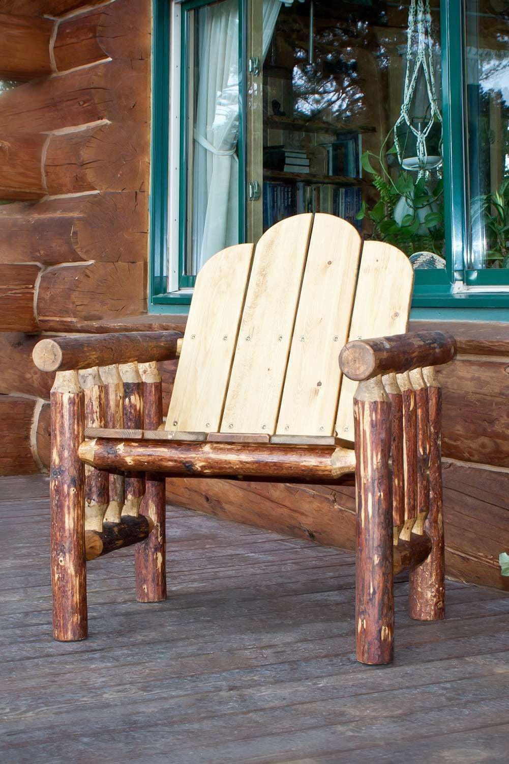 Rustic Pine and Steel Farmhouse Deck Chair