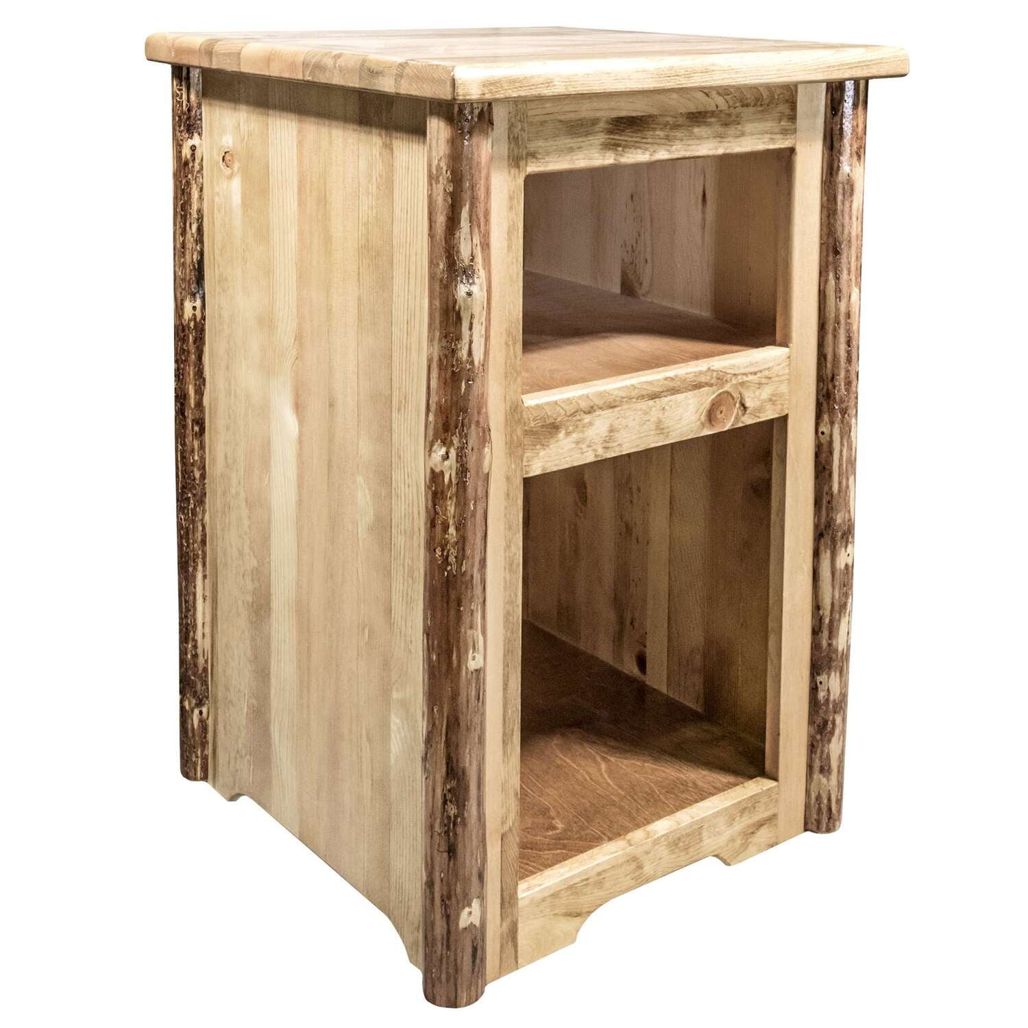 Glacier Country Rustic Lodge Pole Pine Stained & Lacquered End Table