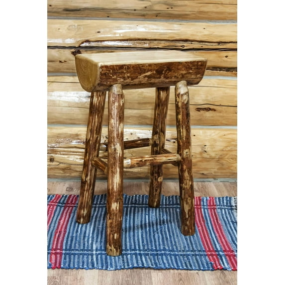 Glacier Country Collection Half Log Barstool