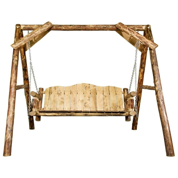 Glacier Country Collection Lawn Swing w/ "A" Frame, Exterior Stain Finish