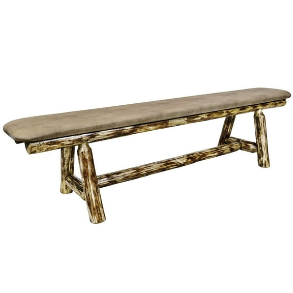 Glacier Country Collection Plank Style Bench, 6 Foot w/ Buckskin Upholstery