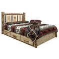 thumbnail image 1 of Glacier Country Collection Platform Bed w/ Storage, California King w/ Laser Engraved Pine Design, 1 of 9