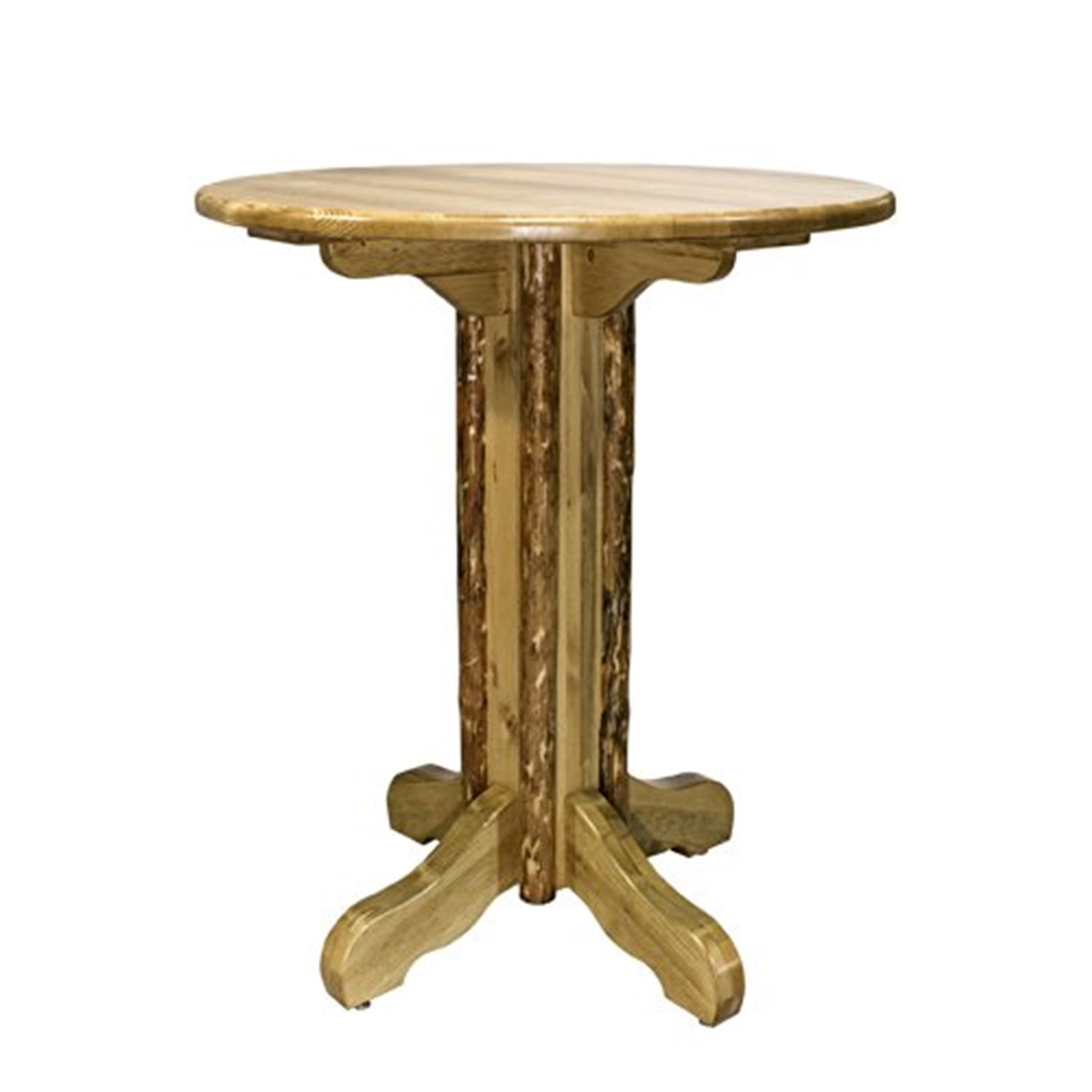 Rustic Round Wood Bar Height Pub Table - Glacier Country Collection