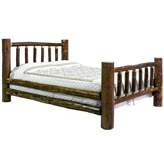 Glacier Country Collection Queen Bed w/ Laser Engraved Pine Tree Design