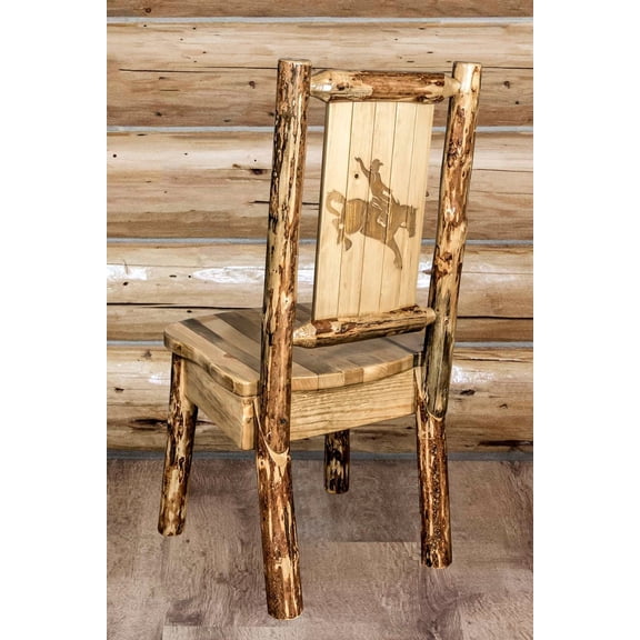 Glacier Country Collection Side Chair w/ Laser Engraved Bronc Design