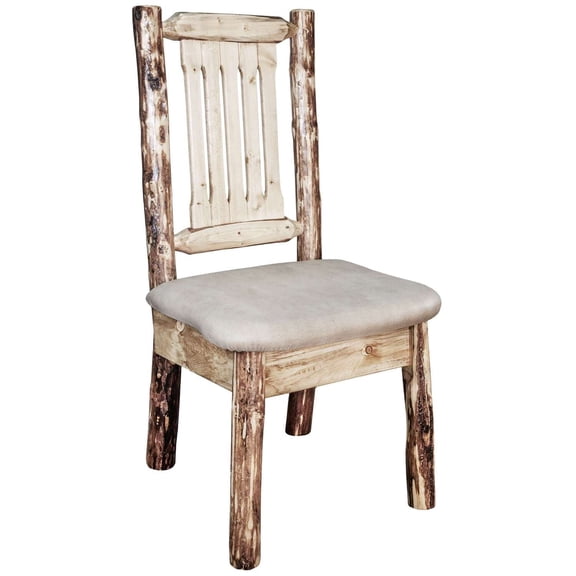 Glacier Country Collection Side Chair w/ Upholstered Seat, Buckskin Pattern
