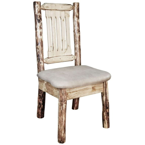 Glacier Country Collection Side Chair w/ Upholstered Seat, Buckskin Pattern