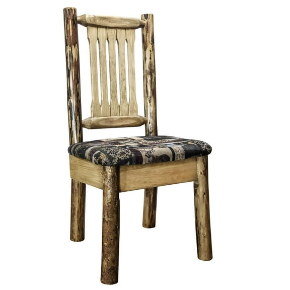 Glacier Country Collection Side Chair w/ Upholstered Seat, Woodland Pattern