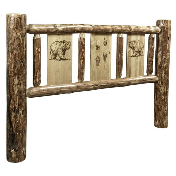 Glacier Country Collection Twin Headboard w/ Laser Engraved Bear Design