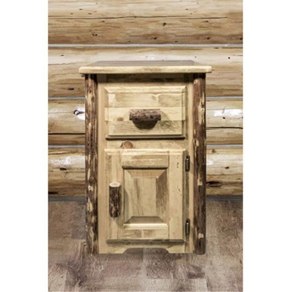 Glacier Country End Table with Drawer & Door Right Hinged - Stained & Lacquered