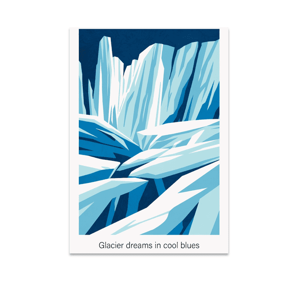Glacier Dreams in Cool Blues - Modern Abstract Decor - 13x19 Poster Print