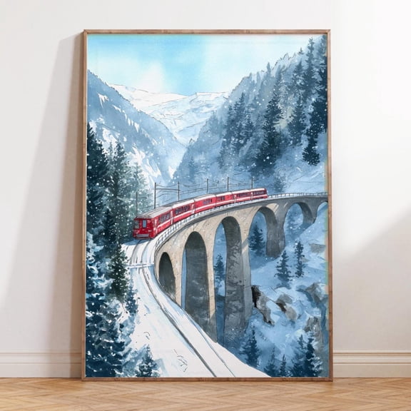 Glacier Express Switzerland Alpine Train Print, Unframed Paper Print Size 8x12