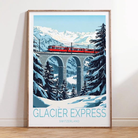 Glacier Express Switzerland Alpine Train Wall Art Unframed Paper Print