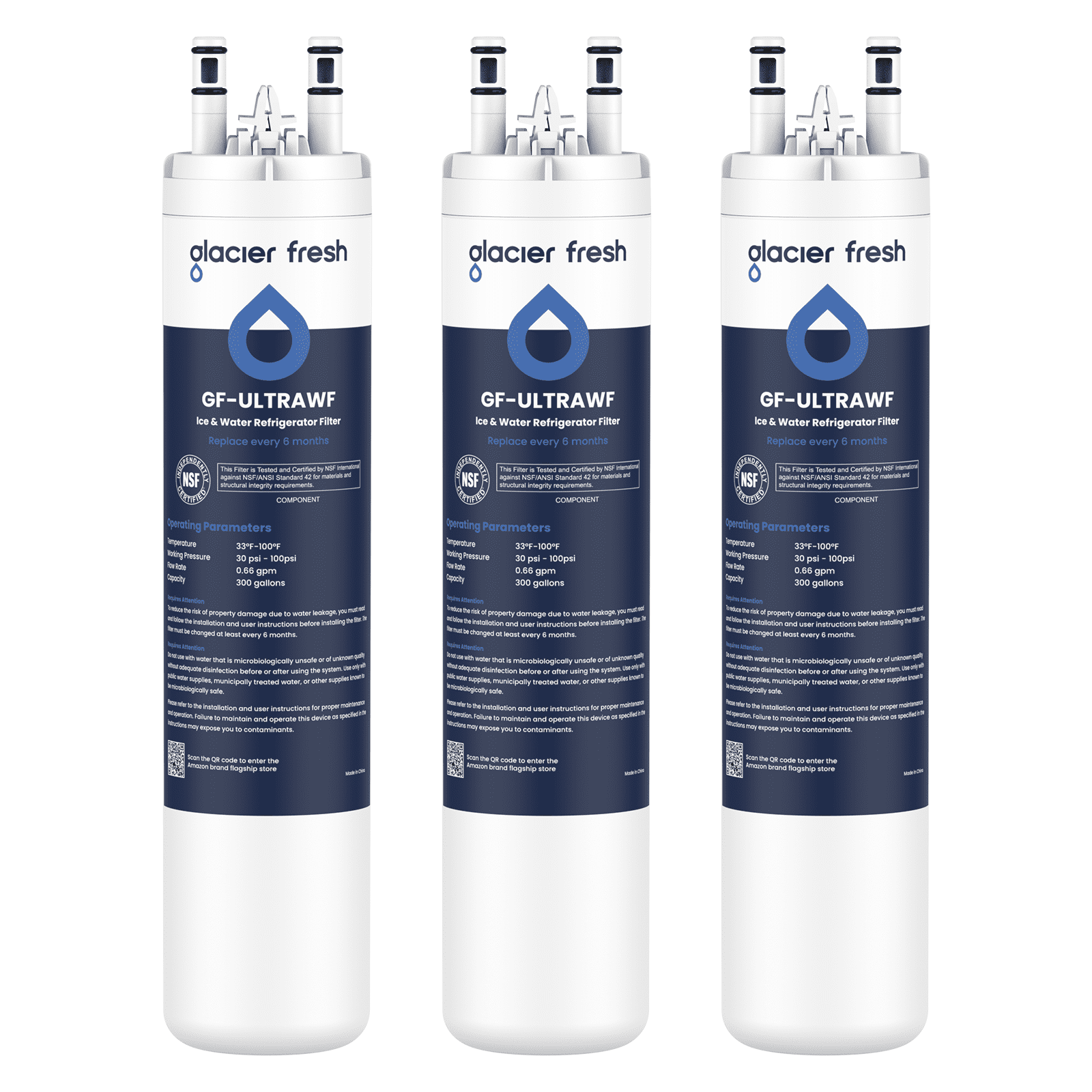 Glacier Fresh Replacement for Frigidaire ultrawf,Pure Source Ultra, 9999, 469999, 46-9999, A0094E28261 Refrigerator Water Filter,Pack of 3