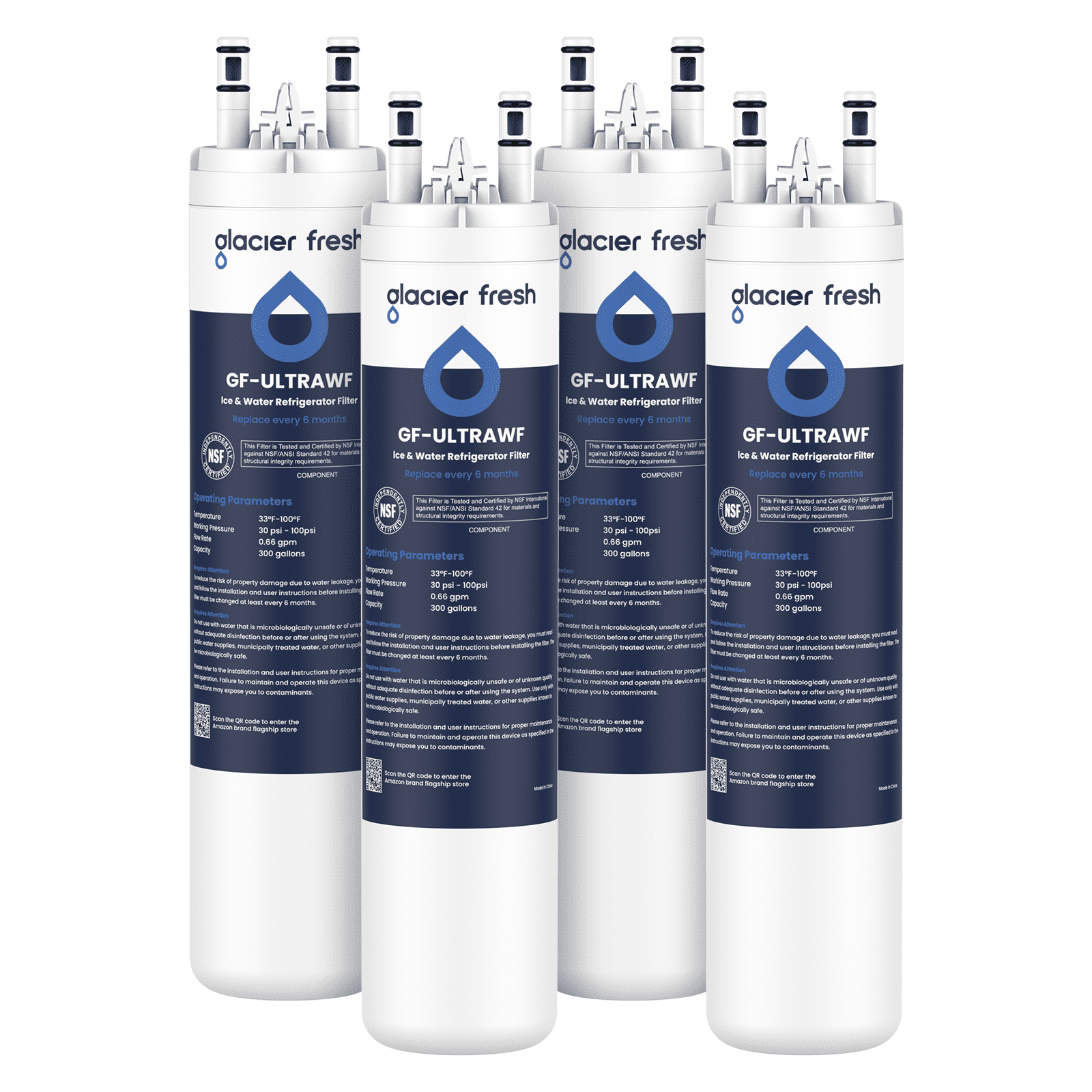 Glacier Fresh Replacement for Frigidaire ultrawf,Pure Source Ultra, 9999, 469999, 46-9999, A0094E28261 Refrigerator Water Filter,Pack of 4