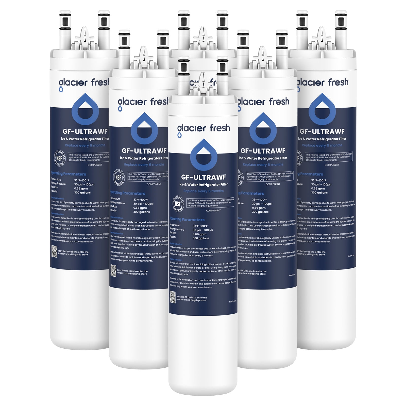 Glacier Fresh Replacement for Frigidaire ultrawf,Pure Source Ultra, 9999, 469999, 46-9999, A0094E28261 Refrigerator Water Filter,Pack of 6