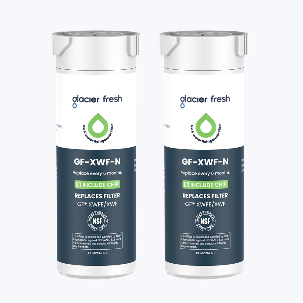 Glacier Fresh  XWFE Water Filter, Replacement for GE XWFE, XWF Genuine Ge Refrigerator Compatible with GE French-Door - 2 Pack(with Chip)