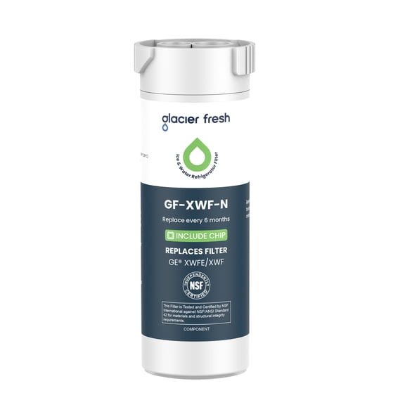 Glacier Fresh XWFE Water Filter, Replacement for GE XWFE, XWF Genuine Ge Refrigerator Compatible with GE French-door - 1 Pack(with chip)