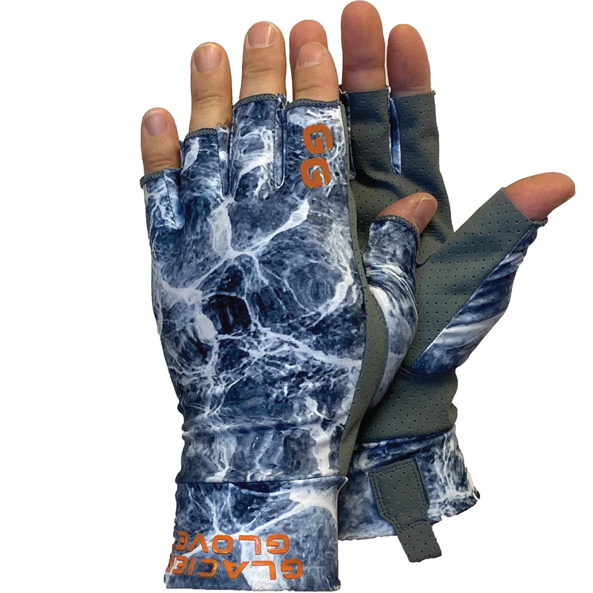 Glacier Glove Ascension Bay Fingerless Sun Gloves XL Gray Camo