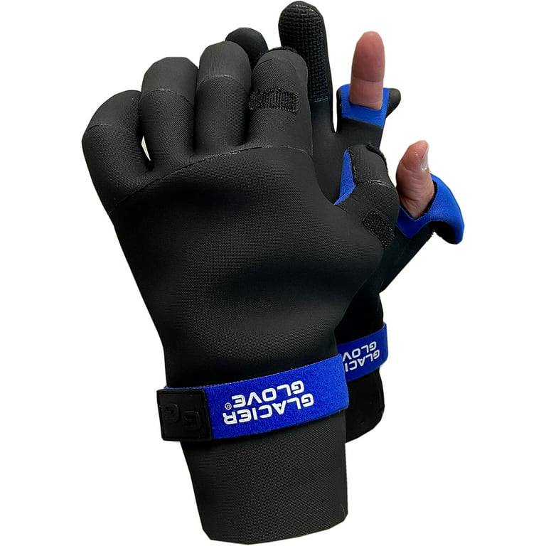 Glacier Glove Waterproof Slit Finger Pro Angler Gloves - Small - Black