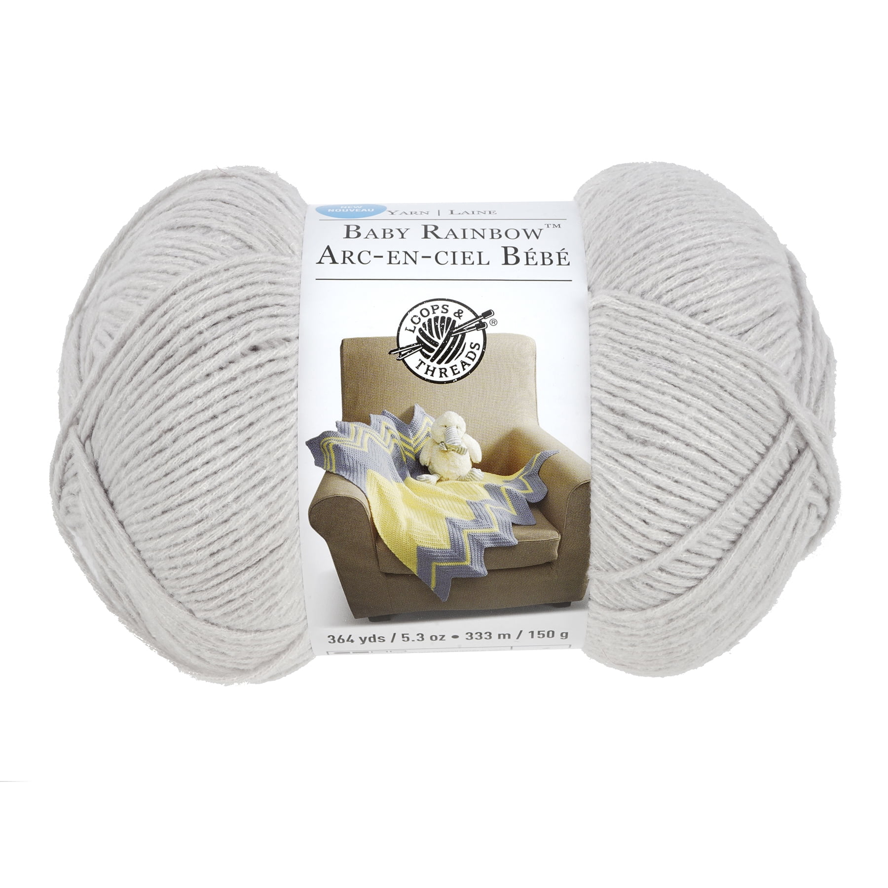 Loops & Threads Glacier Grey Baby Rainbow Yarn - Medium Weight Yarn for Knitting, Crochet, Weaving, Arts & Crafts, 15 Pack