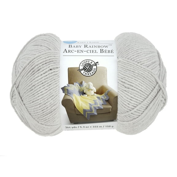 Loops & Threads Glacier Grey Baby Rainbow Yarn - Medium Weight Yarn for Knitting, Crochet, Weaving, Arts & Crafts, 15 Pack