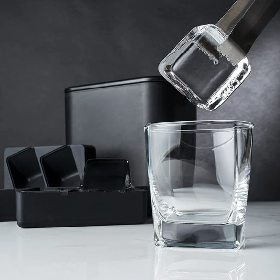 Glacier Ice Maker -   Square Cubes for Whiskey & Cocktails, Black