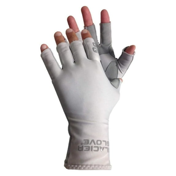 Glacier Lightweight Fingerless Synthetic Leather Gloves, Palm Gray, M