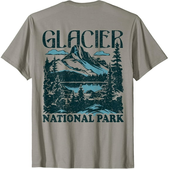 Glacier Montana (Design On Back) Vintage Style T-Shirt