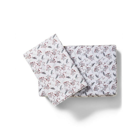 Glacier Mountain Christmas Winter Flannel Sheet Set Holly Berry, Full