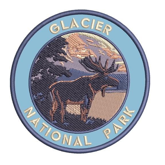 Glacier National Park 3.5 Inch Iron Or Sew On Embroidered Fabric Badge Patch Seek Adventure, National Park Iconic Series