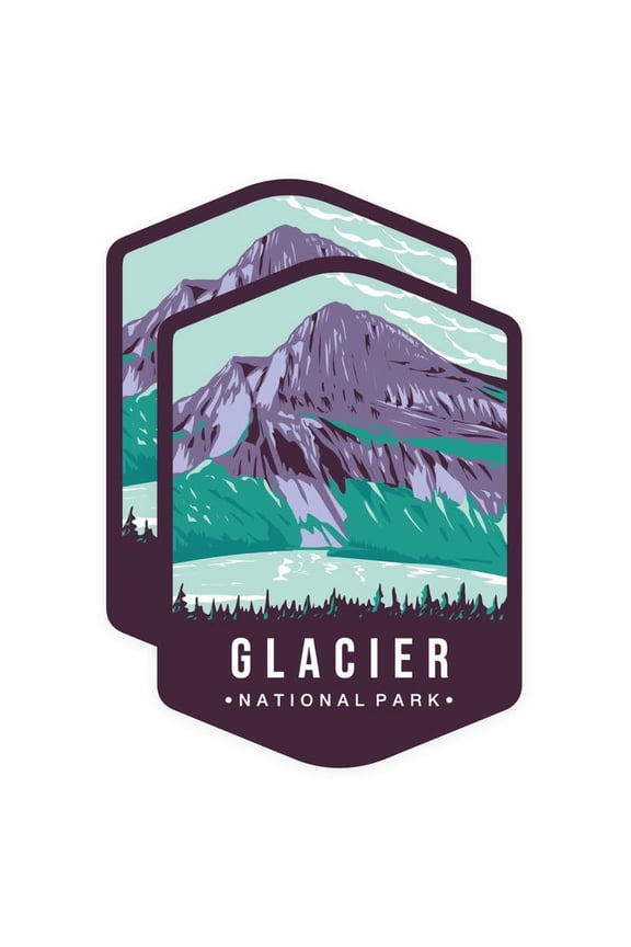 Glacier National Park Bumper Sticker - US National Park - 5 Inches On Longest Side - Vinyl Decal for Car Bumper, Laptop, Water Bottle, Wall, and Window - BMCS0228