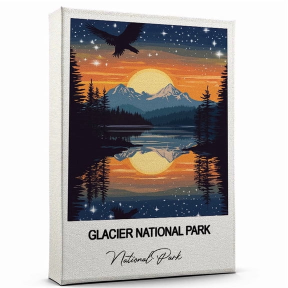 Glacier National Park Canvas Wall Art – Travel-Inspired Home Decor Featuring National Park Art Canvas – Unique Gift for Travel Canvas – Ready to Hang