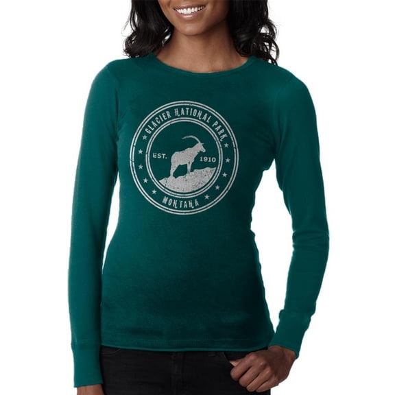 Glacier National Park Juniors Long Sleeve Thermal Teal MD