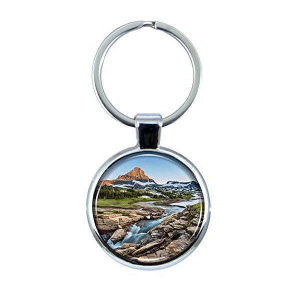 Glacier National Park Keychain with Epoxy Dome and Metal Keyring