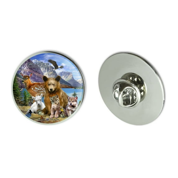 Glacier National Park Montana Animals Bear Eagle Deer Bobcat Wolf Metal 1.1" Tie Tack Hat Lapel Pin Pinback