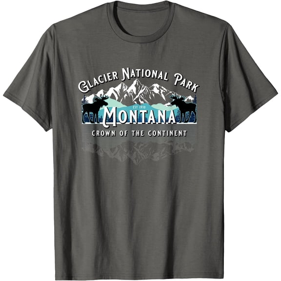 Glacier National Park Montana Moose Hiking Camping Souvenir Unisex T-Shirt for Men Women Kids Toddler