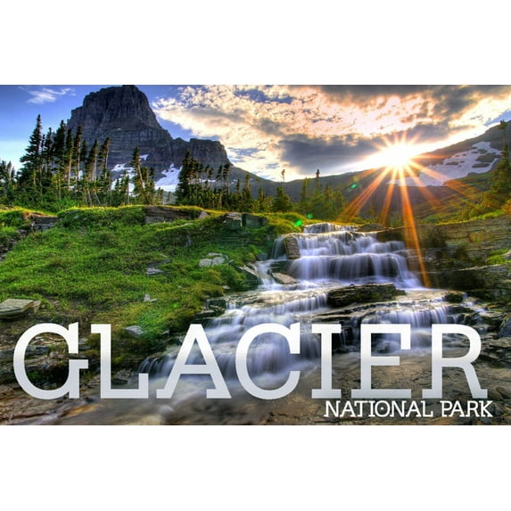 Glacier National Park, Montana, Mt. Reynolds and Sun Rays (16x24 Giclee Gallery Art Print, Vivid Textured Wall Decor)