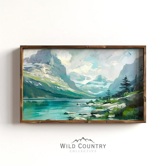 Glacier National Park Poster Rustic Vintage Landscape Mountain Cabin Art Nature Wall Decor UNFRAMED Poster, 8x12