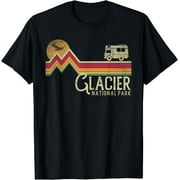 Glacier National Park Retro Style Mountain Vintage - Montana T-Shirt Black