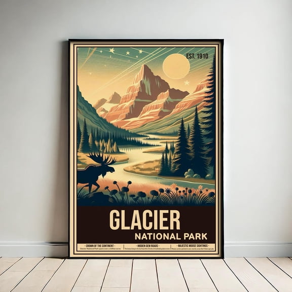 Glacier National Park Scenic Travel Poster, Unframed Size 24x36