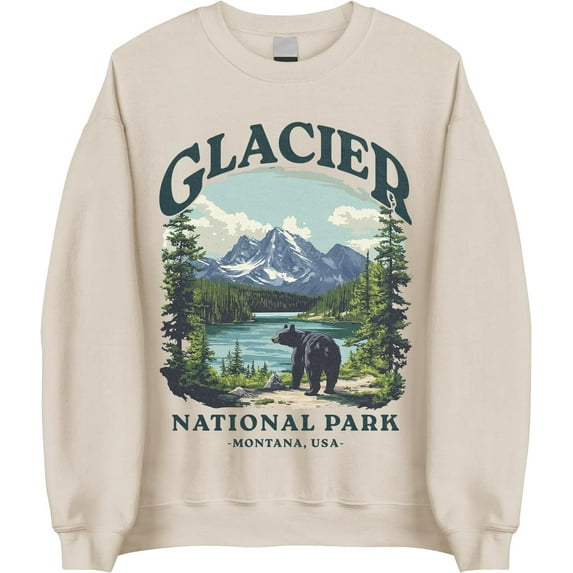 Glacier National Park Sweatshirt - Montana Bear Hiking Outdoor Sweatshirt, Nature Lover Crewneck