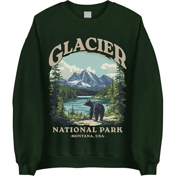 Glacier National Park Sweatshirt - Montana Bear Hiking Outdoor Sweatshirt, Nature Lover Crewneck