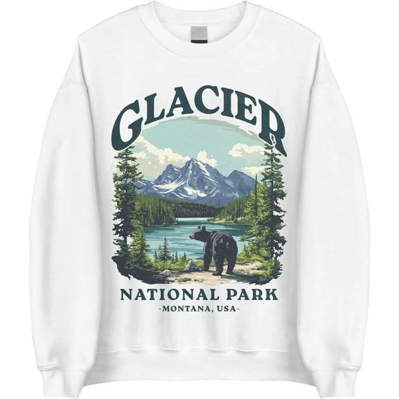 Glacier National Park Sweatshirt - Montana Bear Hiking Outdoor Sweatshirt, Nature Lover Crewneck