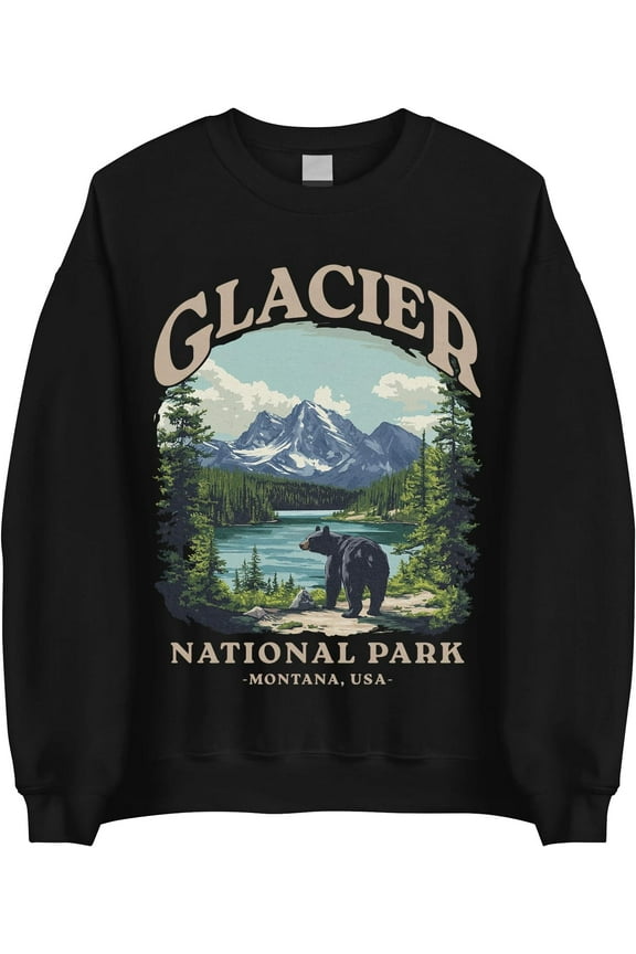 Glacier National Park Sweatshirt - Montana Bear Hiking Outdoor Sweatshirt, Nature Lover Crewneck