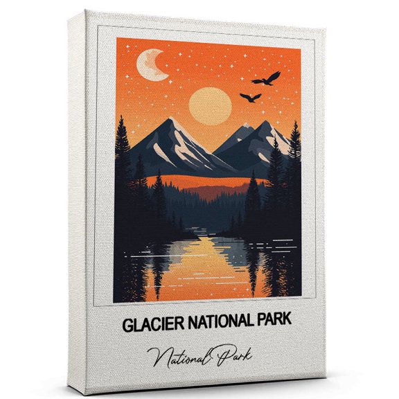Glacier National Park Travel Decorative Art Canvas  National Park Canvas  Colorful Travel Wall Decor for Any Room  Makes a Thoughtful Gift