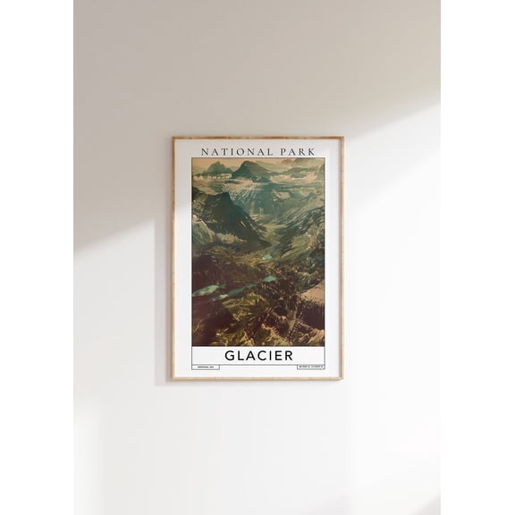 Glacier National Park Travel Poster Poster, Stretched Canvas Size 16x24