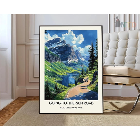 Glacier National Park Travel Prints - Going-To-The-Sun Road Art - Glacier Park Mountain Viewsgoing-To-The-Sun Road Poster Wall Art, Modern Wall Decor, 8x12 UNFRAMED
