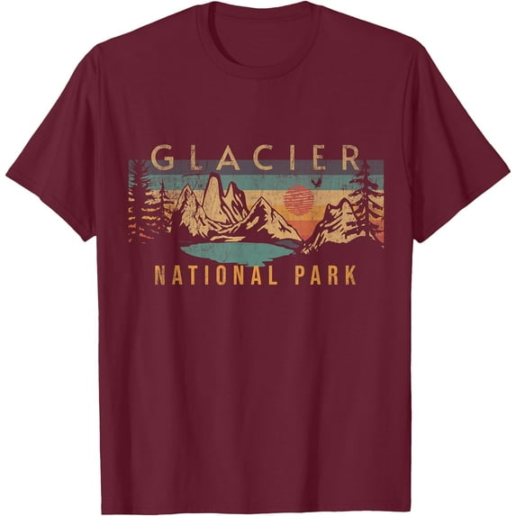 Glacier National Park USA Outdoor Vintage Unisex T-Shirt for Men Women Kids Toddler